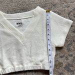 Madewell White Waffle Textured V-Neck Cropped Short Sleeve Top Small NWT Photo 3