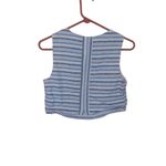 Forever 21 Linen Cotton Size Medium M Striped Stripes Blue Coastal Top Cropped Photo 5