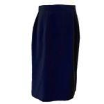 Dior VINTAGE CHRISTIAN Pencil Skirt Navy Wool Pleats Back Lined Zipper USA 10 Photo 7