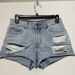 Billabong Cut Off Shorts Women 25 Blue Denim Mid-Rise Pockets Distressed Zip Fly Photo 0