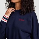 Champion Navy Blue Crewneck Sweatshirt Striped Cuffs and Hem XL Photo 6