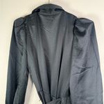 Rachel Parcell Black Satin Wrap Style Midi Dress with Puff Sleeves Photo 4