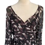 Abercrombie & Fitch  Long Sleeve Boho Mini Dress M | Bell Sleeves Abstract Print Photo 4