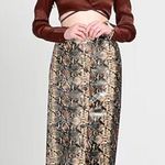 ROTATE Birger Christensen Faux Leather Midi Skirt Snakeskin Buttondown Size 2 Black Photo 0