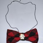 “Dainty Dapper junior miss”Elegant Red and Black Bow Tie Necklace Photo 0