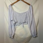 H&M Divided Gingham Off-Shoulder Top in Lavender and White Size XL Photo 2