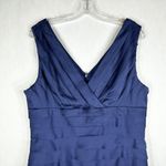 Adrianna Papell ‎ Size 16 Dress Blue Ruffled Sleeveless V Neck Midi Sheath 223 Photo 2