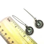 Silver tone green crystal dangling earrings Photo 7