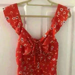 Lulus On the Patio Red Floral Print Ruffled Mini Dress Photo 5