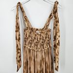 Especia Nairobi Animal‎ Print Smocked Maxi Dress Size Maternity S Tiered Brown Photo 3
