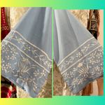 Vintage Blue Button Down Shirt with White butterfly Embroidery small euc Photo 4