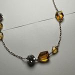 J.Crew Talbots Amber Shade Glass Clear Rhinestone Gold Tone Station Chain Necklace 34in Photo 11