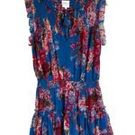 MISA Los Angeles Sabine in Digital Print Floral Blue Pink Mini Dress L Large Photo 2