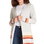 Apt. 9  • striped coatigan sweater grey orange cardigan duster longline open Photo 0