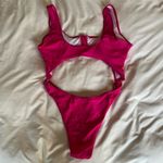 NWT Cut Out Hot Pink Zip Front One Piece Swimsuit Size XL Photo 8