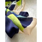 Silk Blend Geometric Print Scarf 12" X 66" Multicolor Stripe Pattern Vintage Green Photo 2