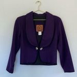 Vintage 80s Western Style Purple Wool Stitched Blazer S Photo 4