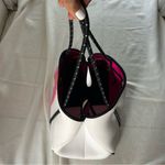 Haute Shore White Tote Bag with Pink and Orange Stripes Photo 11