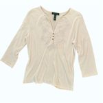 Ralph Lauren Lauren  Embroidered V Neck Quarter Sleeve Tee Tunic Size Medium Photo 0