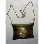 1930s Brass Pillow Purse – Velvet Trim Vintage Art Deco Evening Bag Photo 5