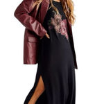 Free People New x Vintage Souls Black Hibiscus Waffle Knit Maxi Dress Size XS Photo 0