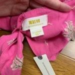 Maeve Anthropologie Embroidered Tie Front Bandeau Top Bright Pink Linen Blend XL Photo 3