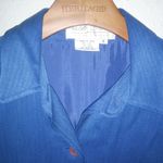 Maggy London  4 Silk Wool Vintage Long Sleeved 4-Pocketed Lapis Blue Shirt Dress Photo 4