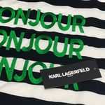 Karl Lagerfeld PARIS Bonjour Striped Tee L 21.5” p2p Black/White NWT Photo 4