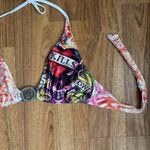 Ed Hardy Vintage Y2K Multi Skull Love Kills Slowly String Triangle Bikini Set Photo 3