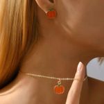 Pumpkin necklace and earrings set Photo 1