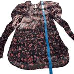 IRO  Lou Top in Black Floral Red Long Sleeve Sheer Puff Sleeve Size 6‎ Medium M Photo 14