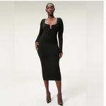Good American  Black long sleeve U ring midi dress size 2 (M) Photo 1