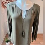 cupio  Sage Green Blouse with Tassel Tie Photo 0
