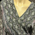 Cato NWT J/M printed wrap midi wild winter stony gray dress size L Photo 7