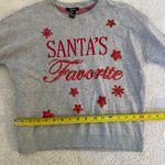 Forever 21 Holiday or Ugly Christmas Sweater gray crew neck with red sequin writing size L Photo 8