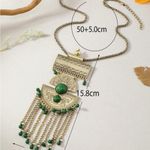 Like NEW Boho Oriental inspired jewelry piece faux jade festive necklace Gold Photo 1