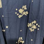 Free People  Blue White Jasmine Floral Embroidered Long Bell Sleeve Gauzy Dress 2 Photo 14