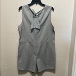 Gray Junk Food cotton/linen blend romper with embroidered Mickeys on pocket Size L Photo 2