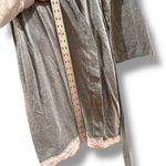 Motherhood  Maternity Short Tie Front Nursing Robe Pink Lace Gray Large POCKETS! Photo 3