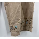 CJ Banks Linen Cotton Wide Leg Pants Womens 14W Beige Neutral Embroidered Boho Tan Photo 2