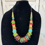 Chunky‎ Beaded Multicolor Statement Necklace Boho Western Photo 0
