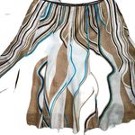 Elie Tahari 100% Linen Mara Aquamarine Abstract Stripe Skirt Fit & Flare Size 8 Photo 1