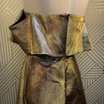 Sandro ‎ Palacio Metallic Gold Off Shoulder Dress Photo 6
