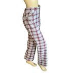 VINTAGE 1980'S GRAY AND MAROON PATTERN BOOT CUT TROUSERS (36/XL) Red Photo 2
