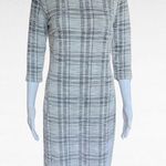 Cato  White & Gray Plaid Jacquard Mockneck Pencil Dress Size 8 Photo 0