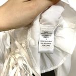 Kittenish  White Satin Tie Front Long Sleeve Cinched Cropped Trendy Top S Photo 1