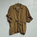 ZARA Mustard Yellow Striped Peplum Blouse Sz XS Photo 1