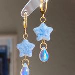 Handmade quality unique vintage rare Czech glass beads style dangle earrings🩵 Photo 0