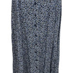 Kathi Lee Floral Print Button Front Maxi Skirt Size 14 Navy Blue Rayon Y2K** Photo 0