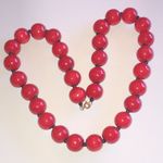 Elegant Vintage Red Wooden Beads and Black Glass Beaded Necklace Photo 1